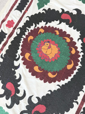 Hand-Embroidered Suzani Wall Hanging & Bedspread 3'11'' x 5'11''