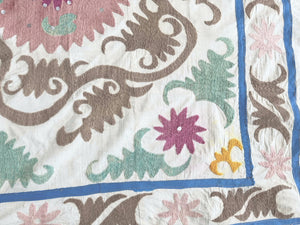 Hand-Embroidered Suzani Wall Hanging & Tablecloth 3'10'' x 4'2''