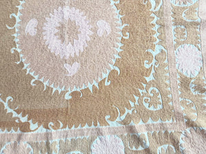 Hand-Embroidered Suzani Wall Hanging & Tablecloth 3'9'' x 3'11''