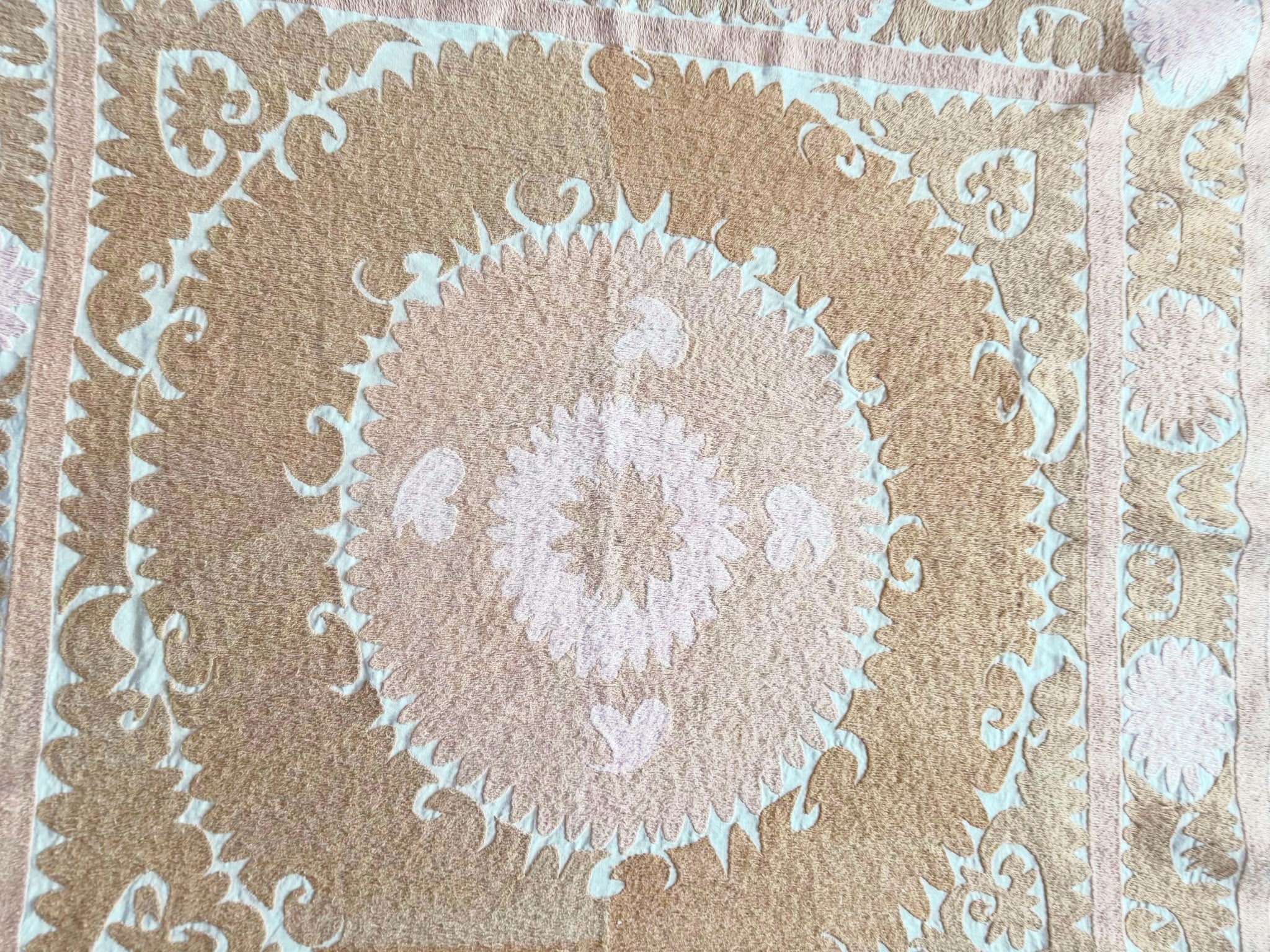 Hand-Embroidered Suzani Wall Hanging & Tablecloth 3'9'' x 3'11''