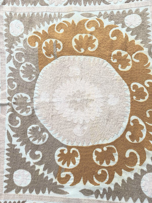 Hand-Embroidered Suzani Wall Hanging & Tablecloth 3'11'' x 4'5''