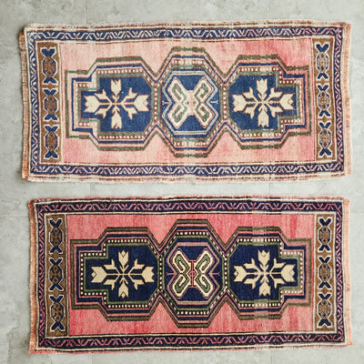 1980s Petite Turkish Oushak Wool Rugs - a Pair