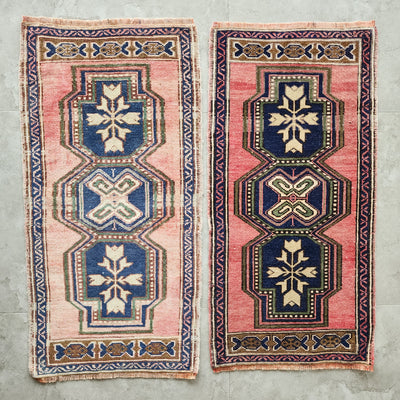 1980s Petite Turkish Oushak Wool Rugs - a Pair