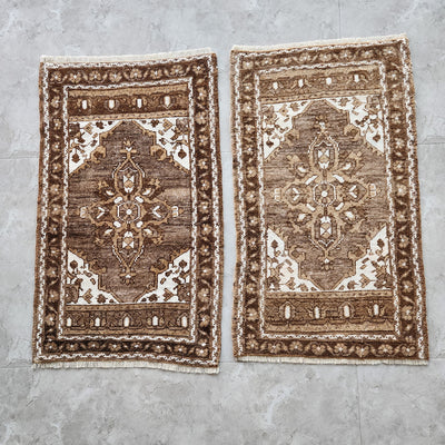 Vintage Turkish Handmade Small Rug - a Pair