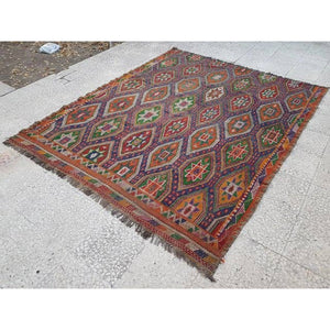 Vintage Turkish Kilim Rug 6'1'' x 7'5''