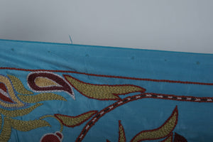 Peacock Silk Suzani Wall Hanging & Bedspread 1'9'' x 6'2''