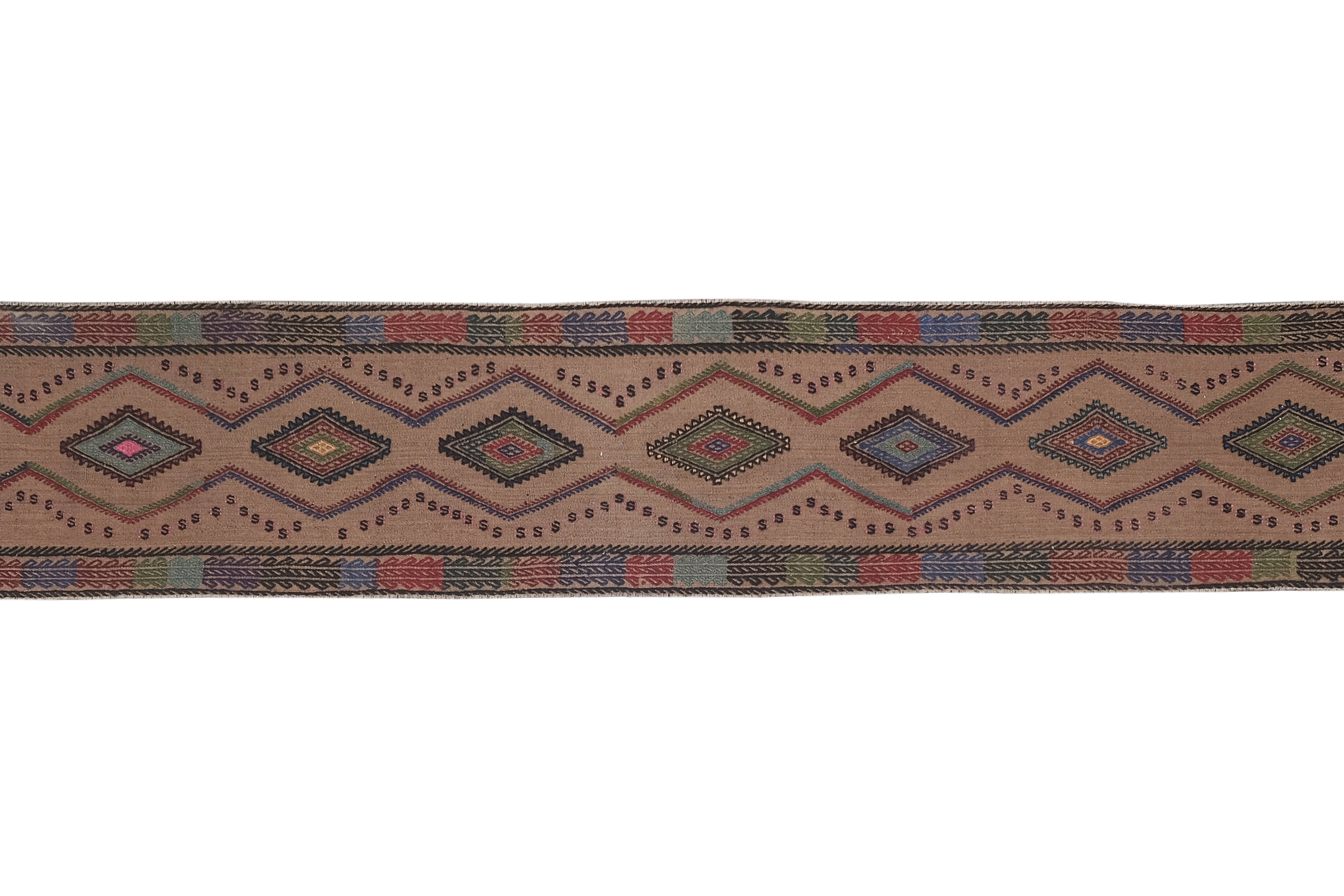 Vintage Turkish Kilim Runner 1'6'' x 13'2''