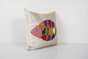 Fish Silk Suzani Pillow Cover | 19'' x 19''