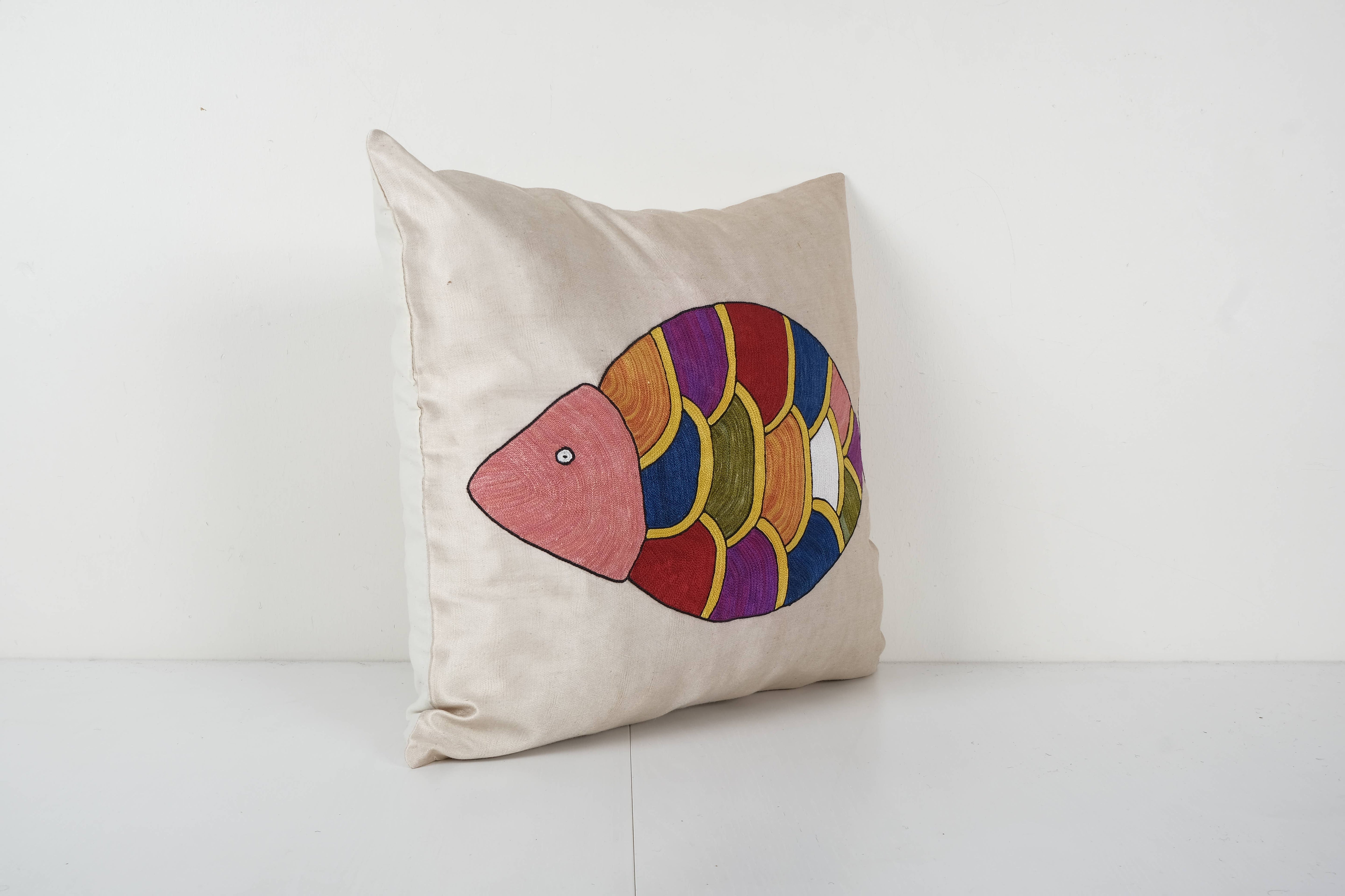 Fish Silk Suzani Pillow Cover | 19'' x 19''