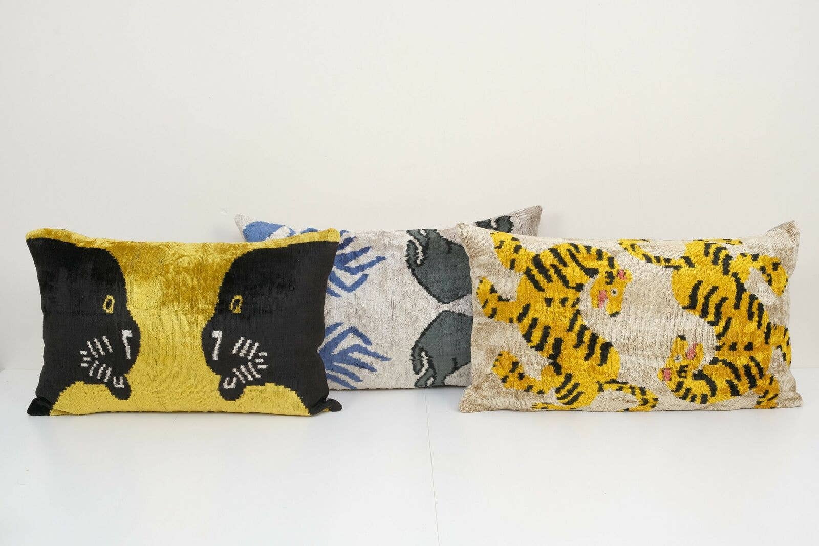 Silk Ikat Velvet Pillow Cover Set of 3 | 16'' x 24''