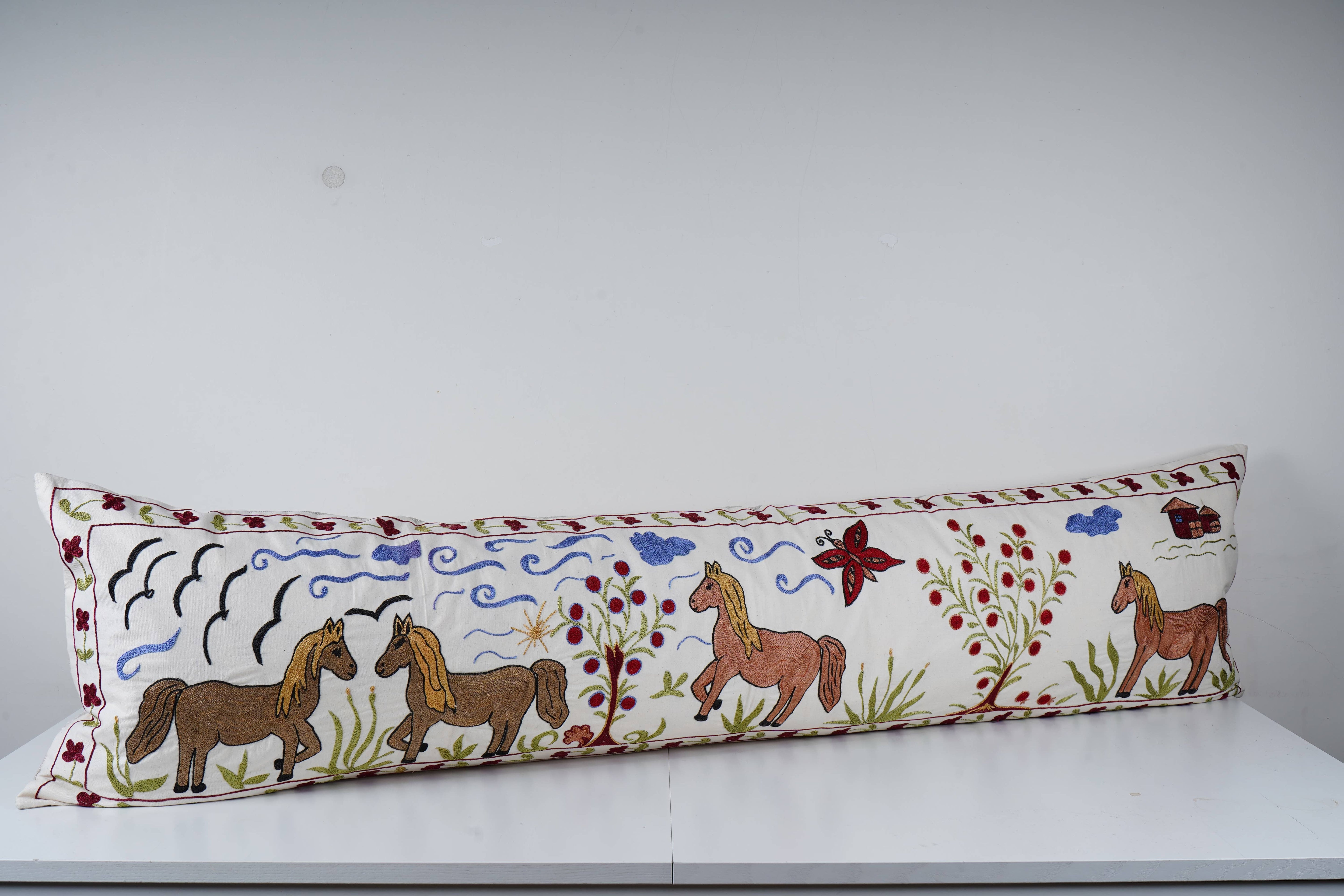 Horse Suzani Bedding Pillow Cover | 1'6'' x 5'11''