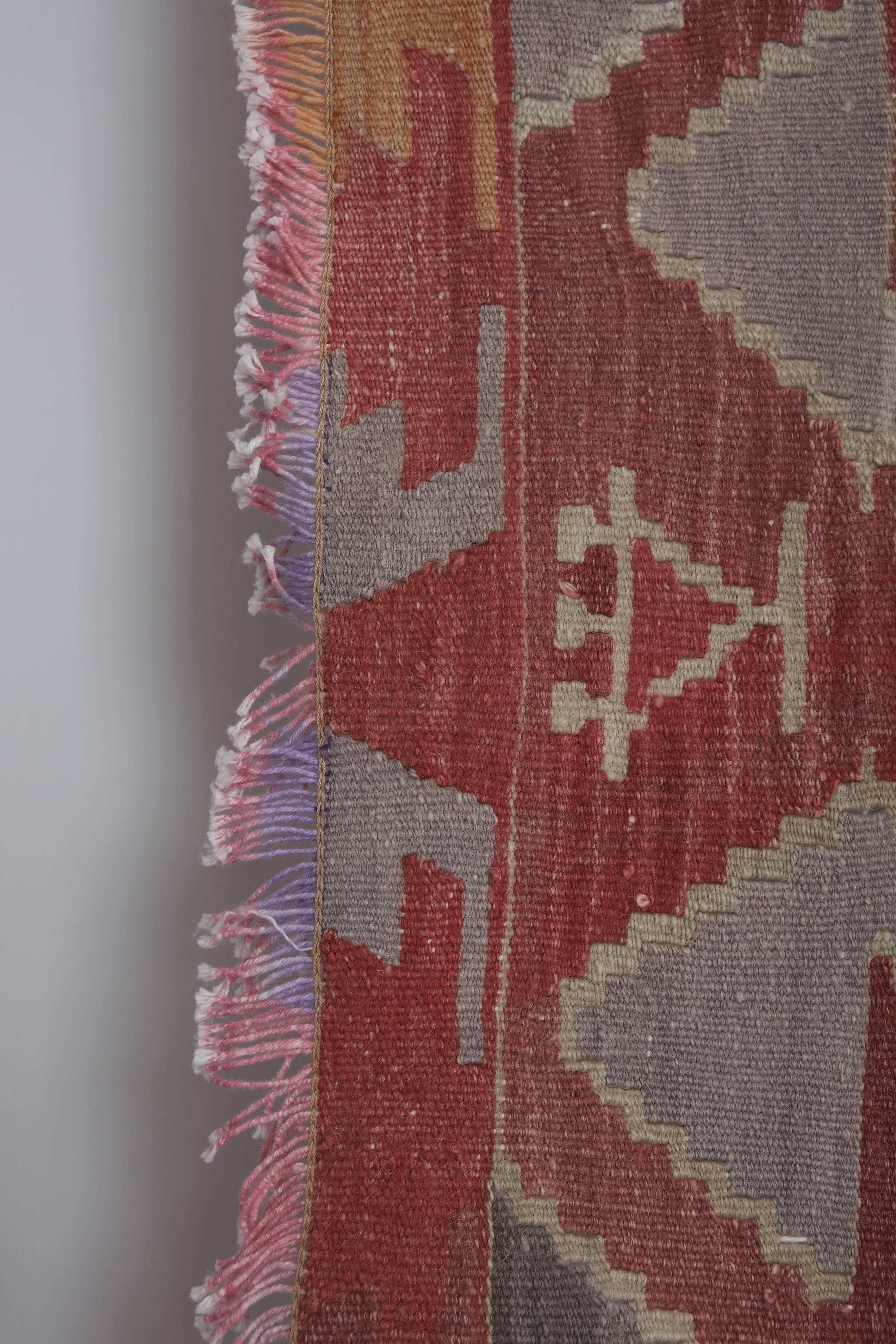 Vintage Turkish Kilim Runner 4'8'' x 13'5''