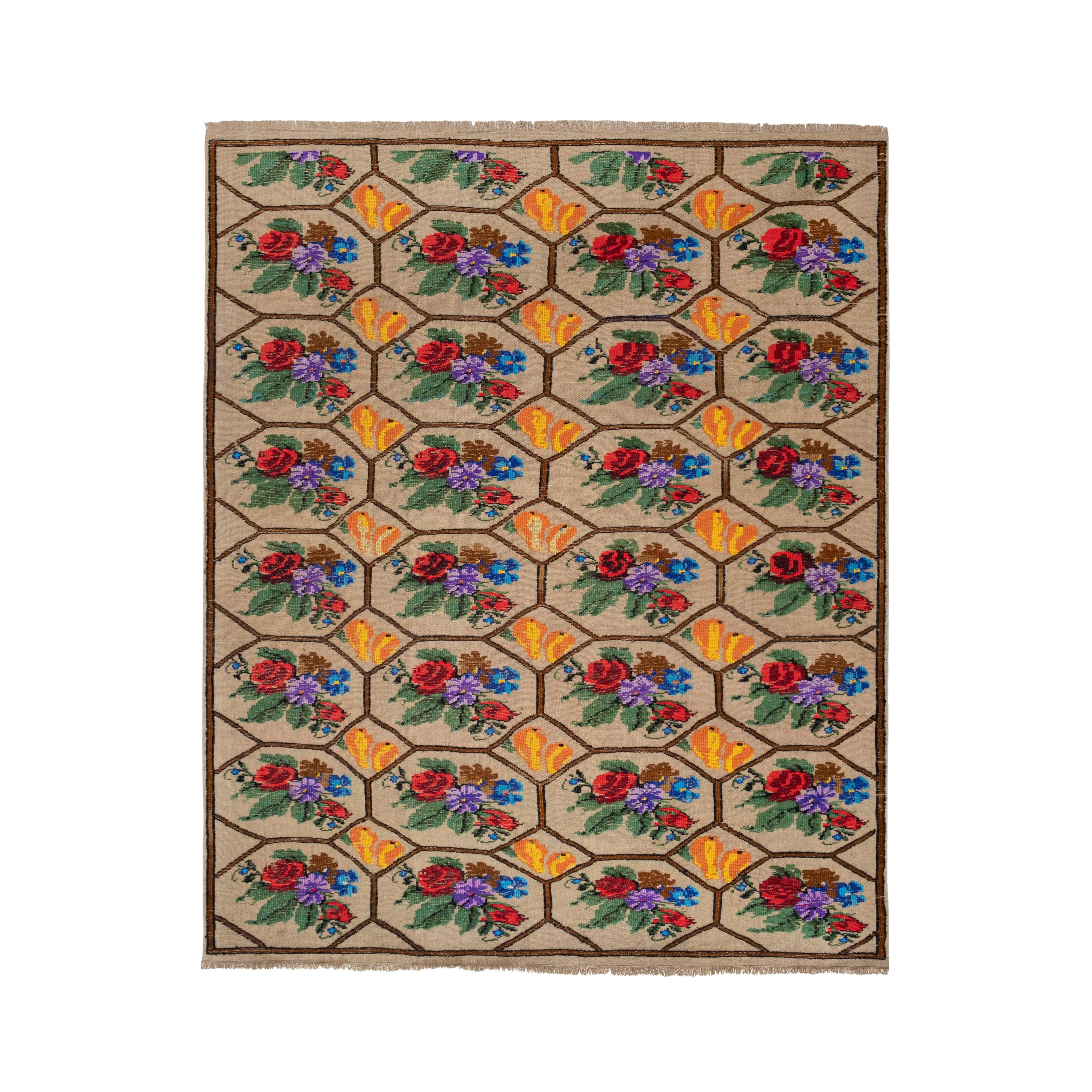 Vintage Turkish Kilim Rug 4'11'' x 6'