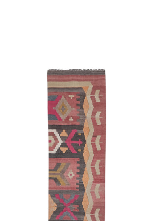 Vintage Turkish Kilim Runner 2'6'' x 21'1''