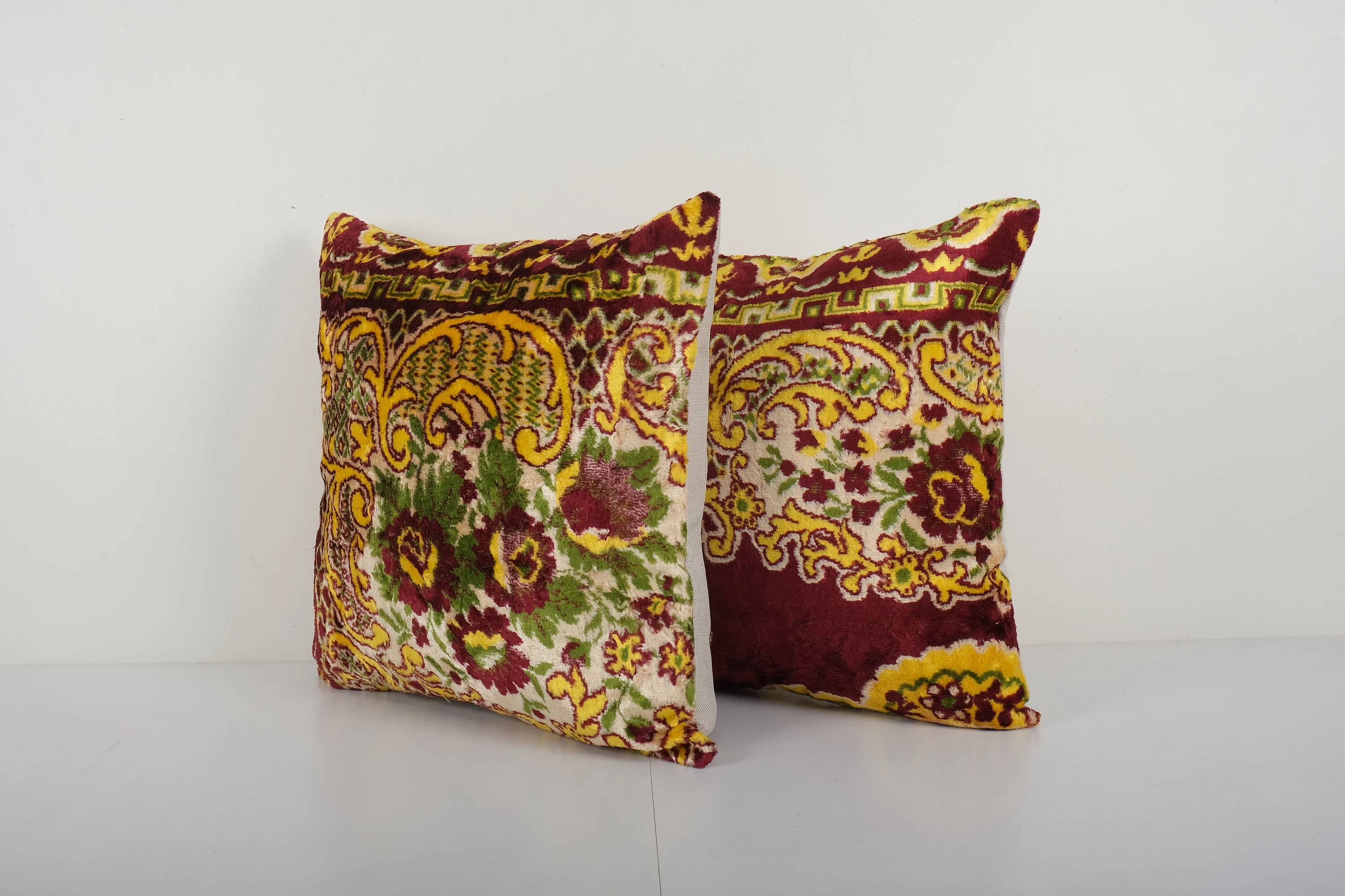 Silk Ikat Velvet Pillow Cover Set of 2 | 20'' x 20''