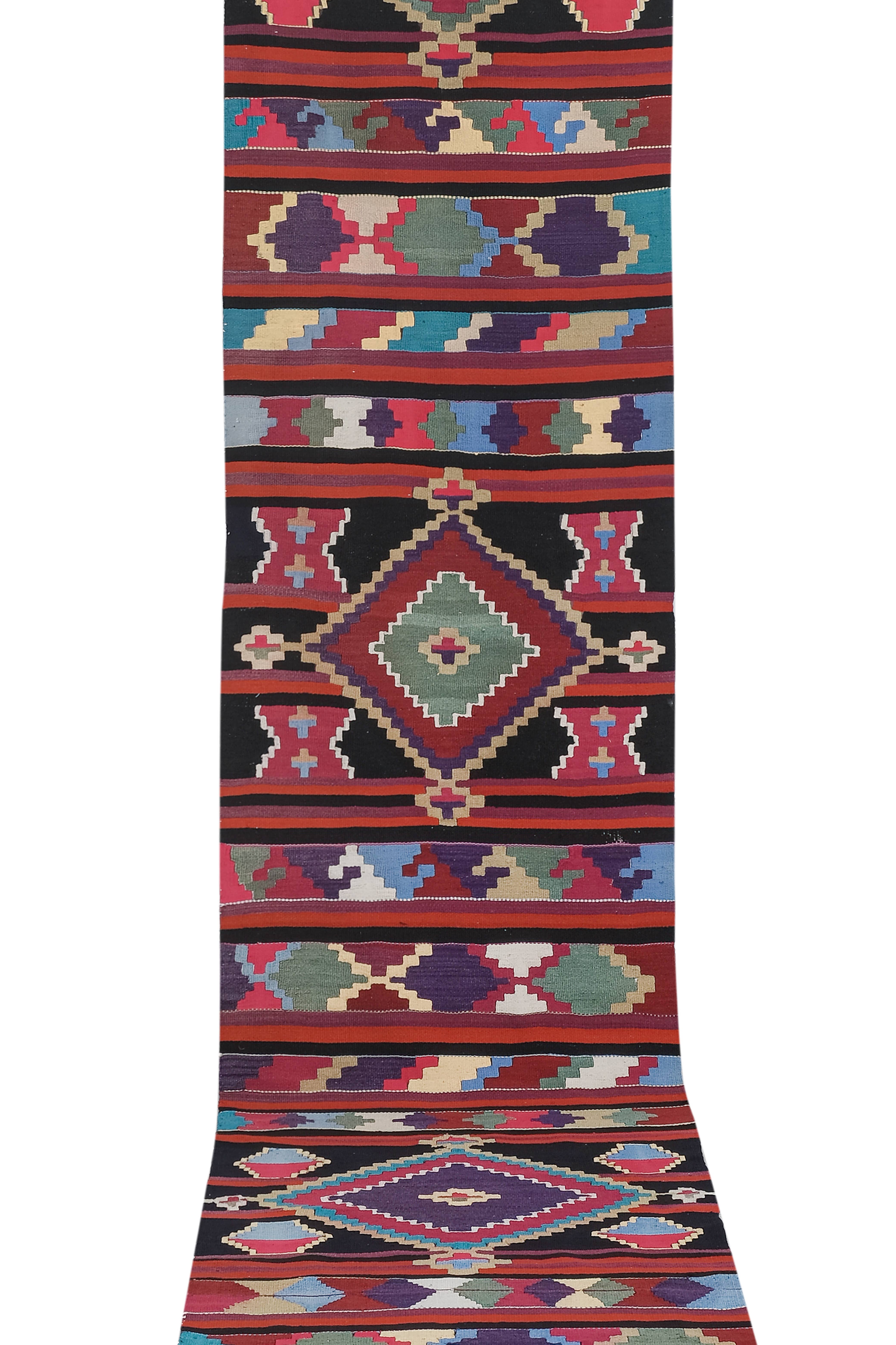 Vintage Turkish Anatolian Kilim Runner 2'9'' x 14'1''