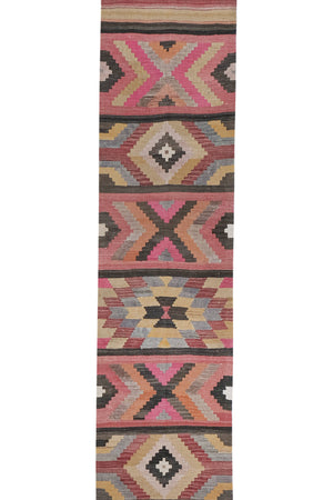 Vintage Turkish Kilim Runner 2'6'' x 20'6''