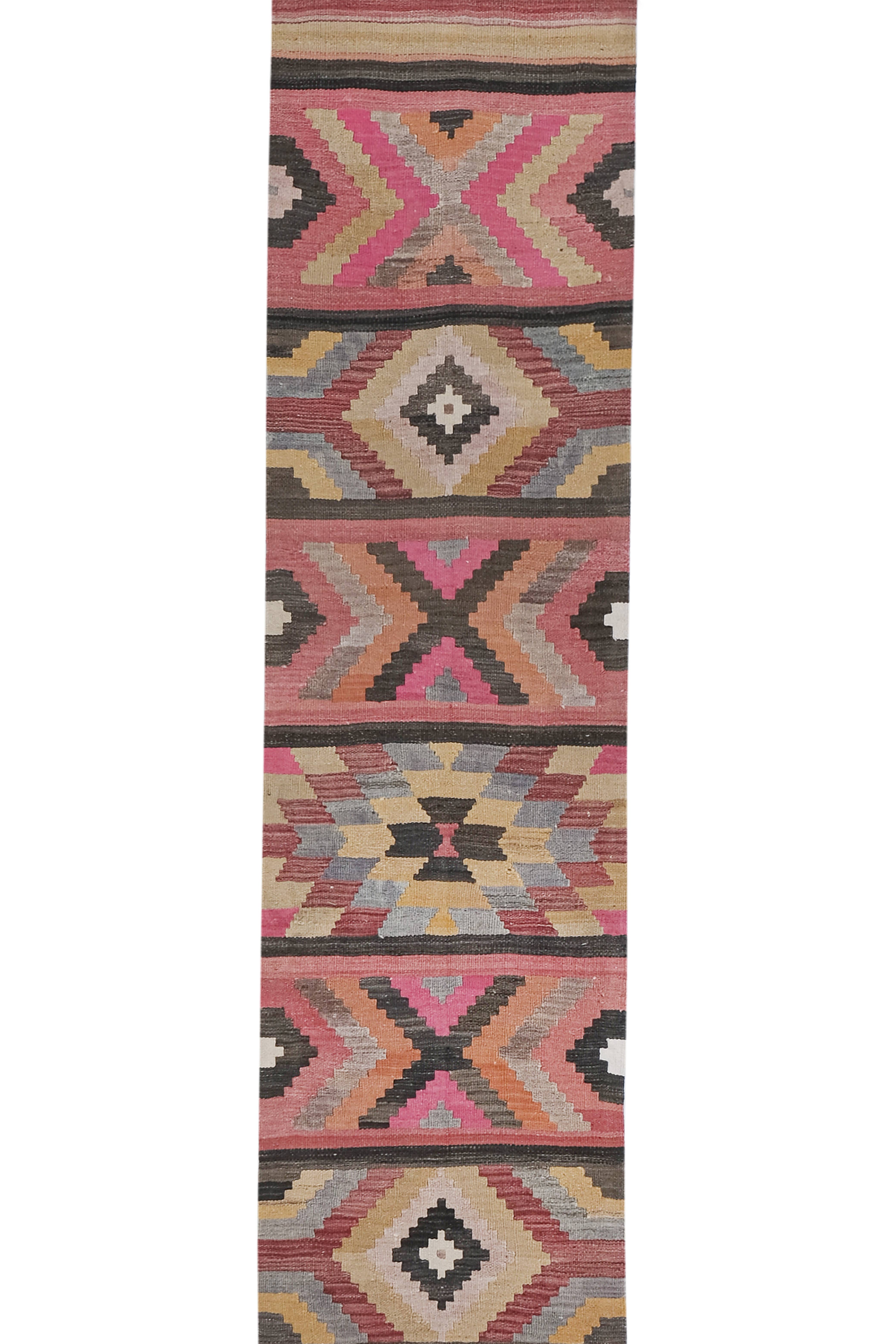 Vintage Turkish Kilim Runner 2'6'' x 20'6''