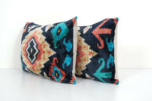 Silk Ikat Velvet Pillow Cover | 16'' x 24''