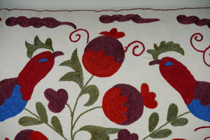 Bird Suzani Bedding Pillow Cover | 17'' x 33''