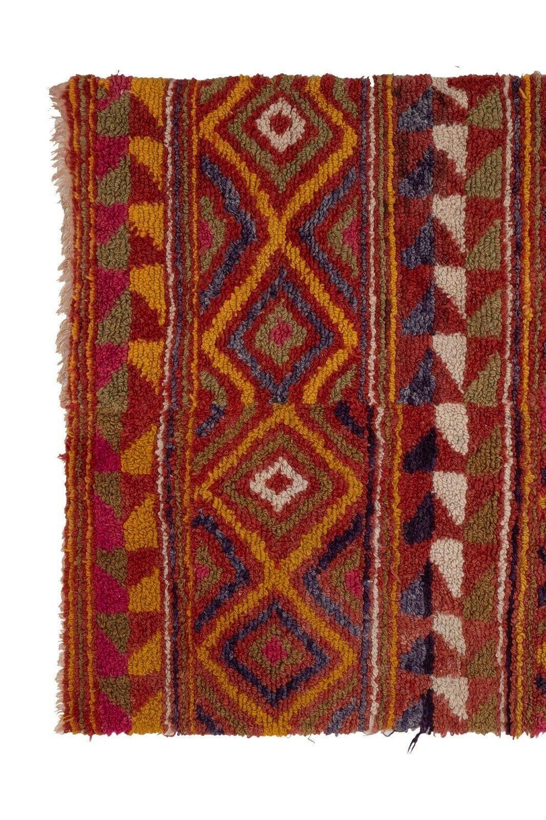 Vintage Checkered Turkish Tulu Rug 3'10'' x 5'4''