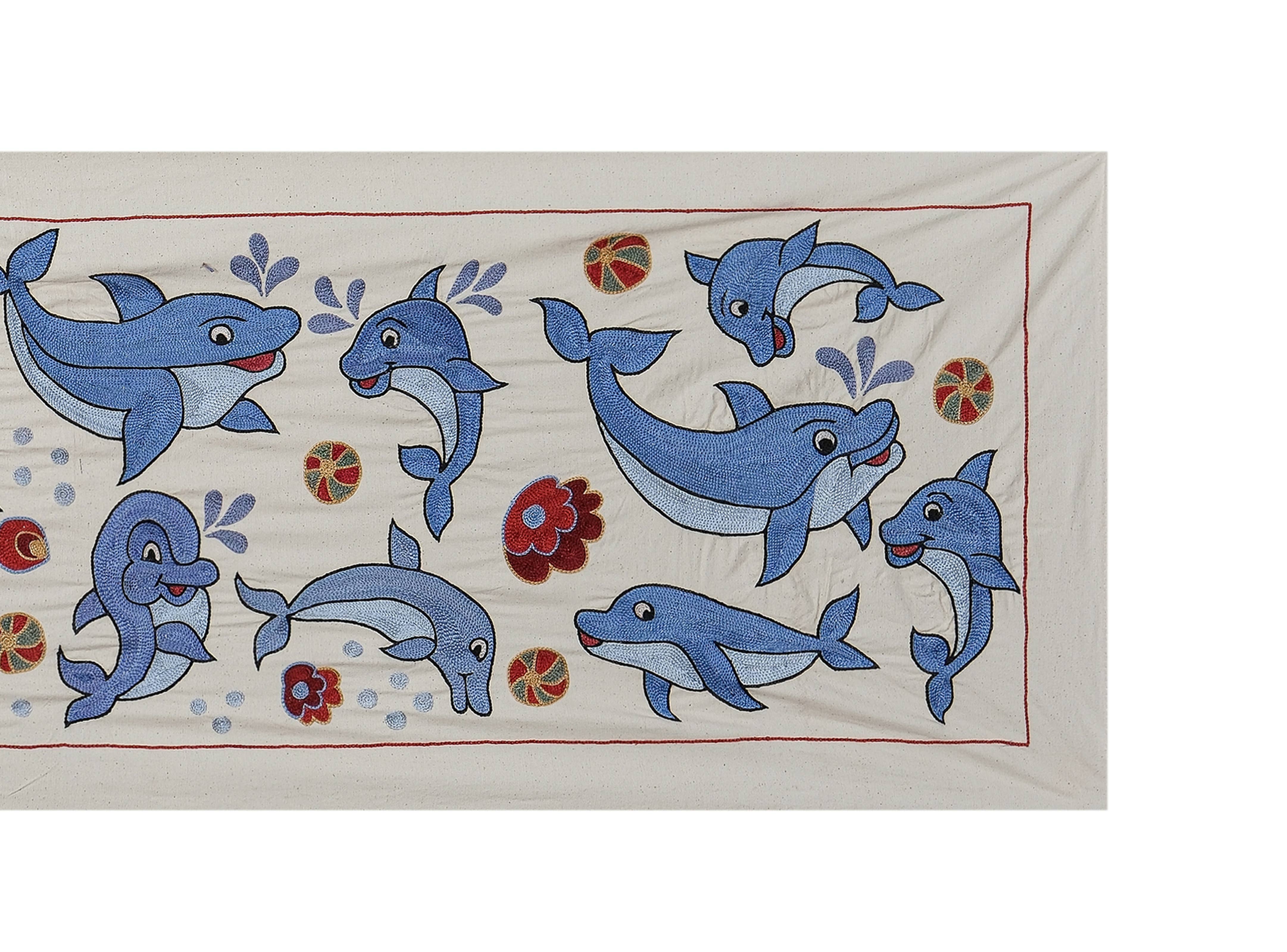 Fish Suzani Wall Hanging & Tablecloth | 18'' x 55''