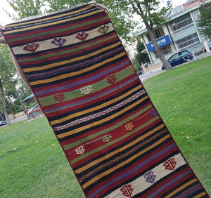 Vintage Turkish Kilim Runner 2'1'' x 20'11''