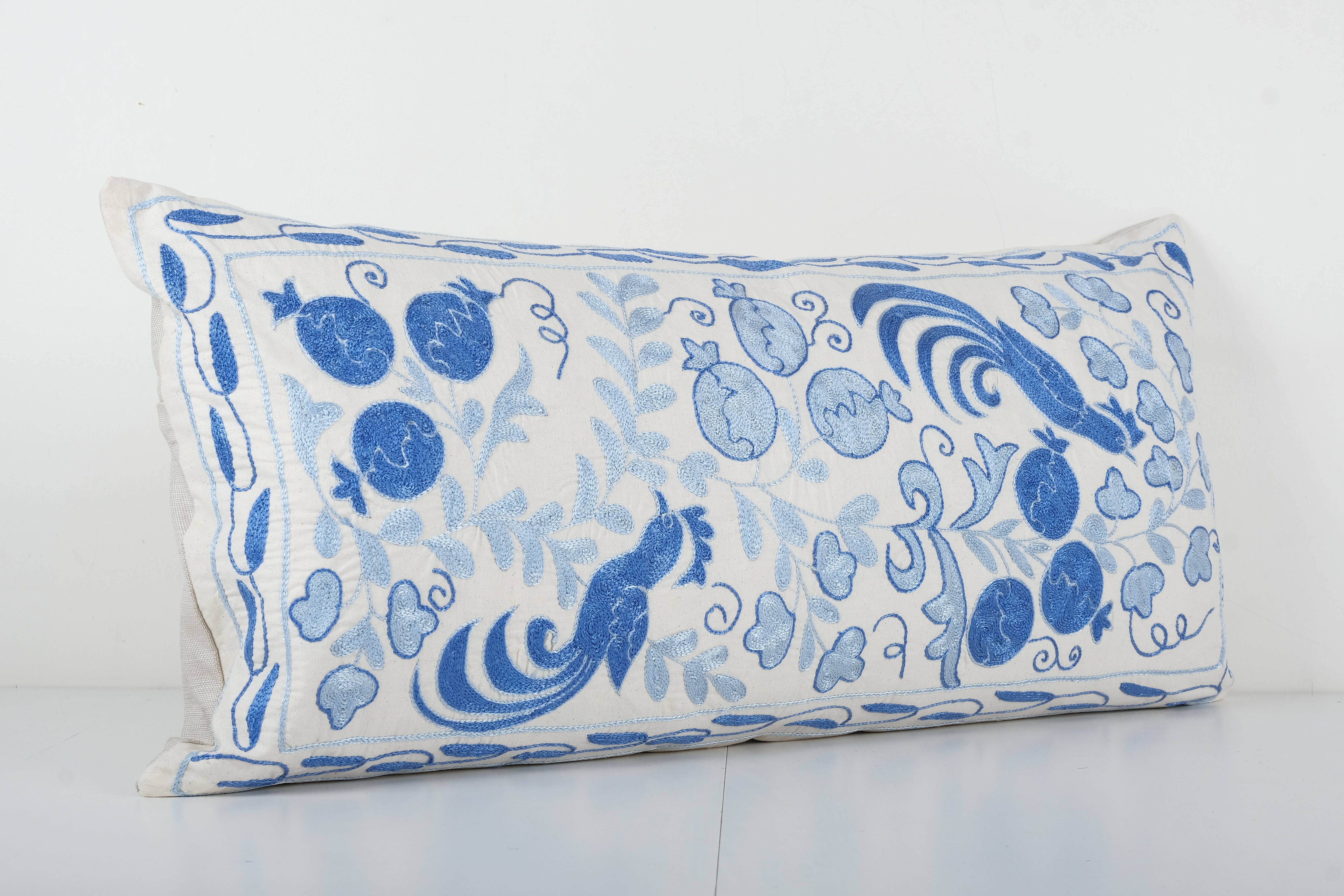 Bird Suzani Bedding Pillow Cover | 18'' x 35''