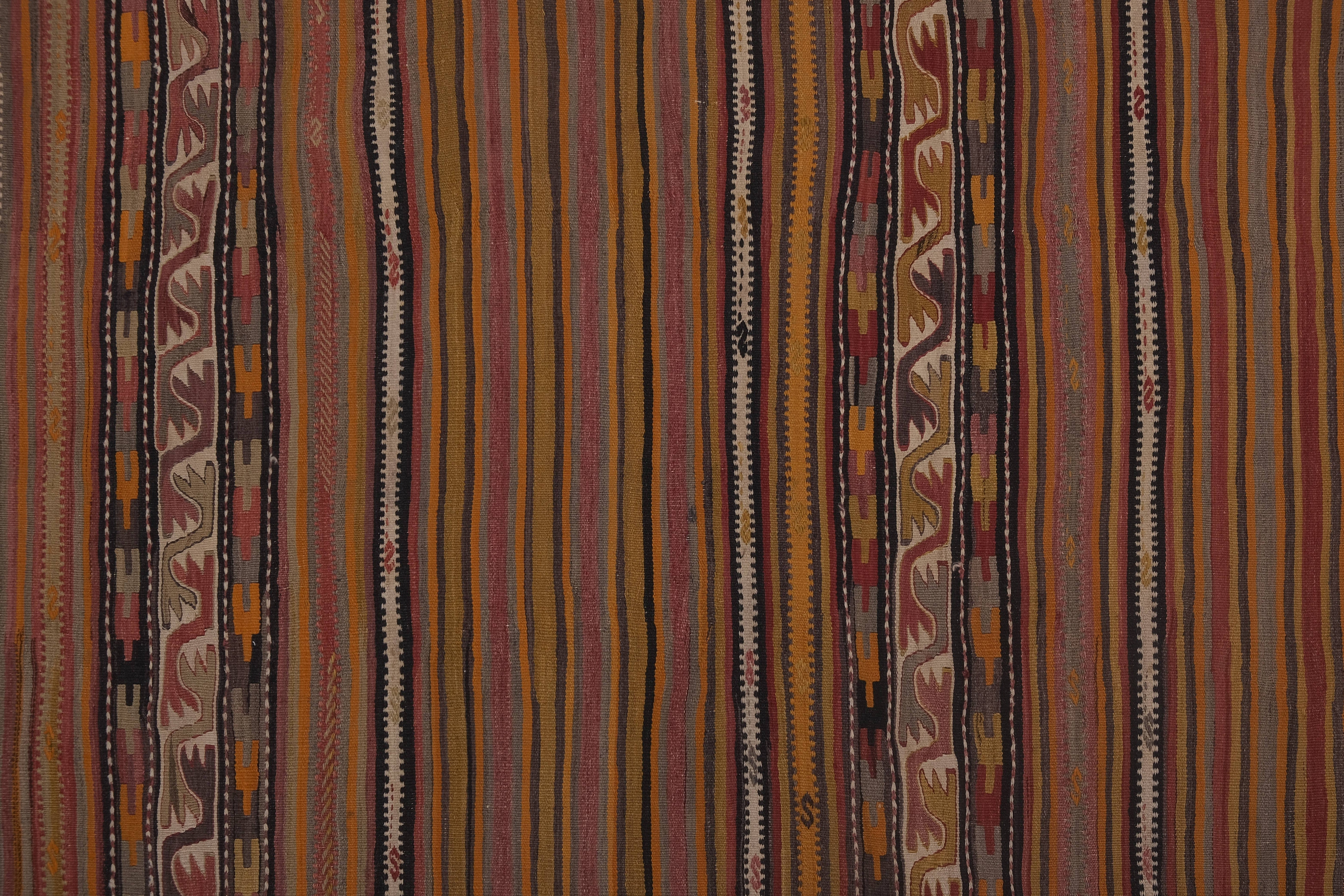 Vintage Turkish Kilim Rug 5'5'' x 12'1''