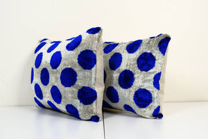 Silk Ikat Velvet Pillow Cover Set of 2 | 16'' x 22''