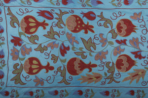 Hand-Embroidered Silk Suzani Wall Hanging & Bedspread 1'9'' x 6'3''