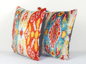 Silk Ikat Velvet Pillow Cover Set of 2 | 16'' x 16''