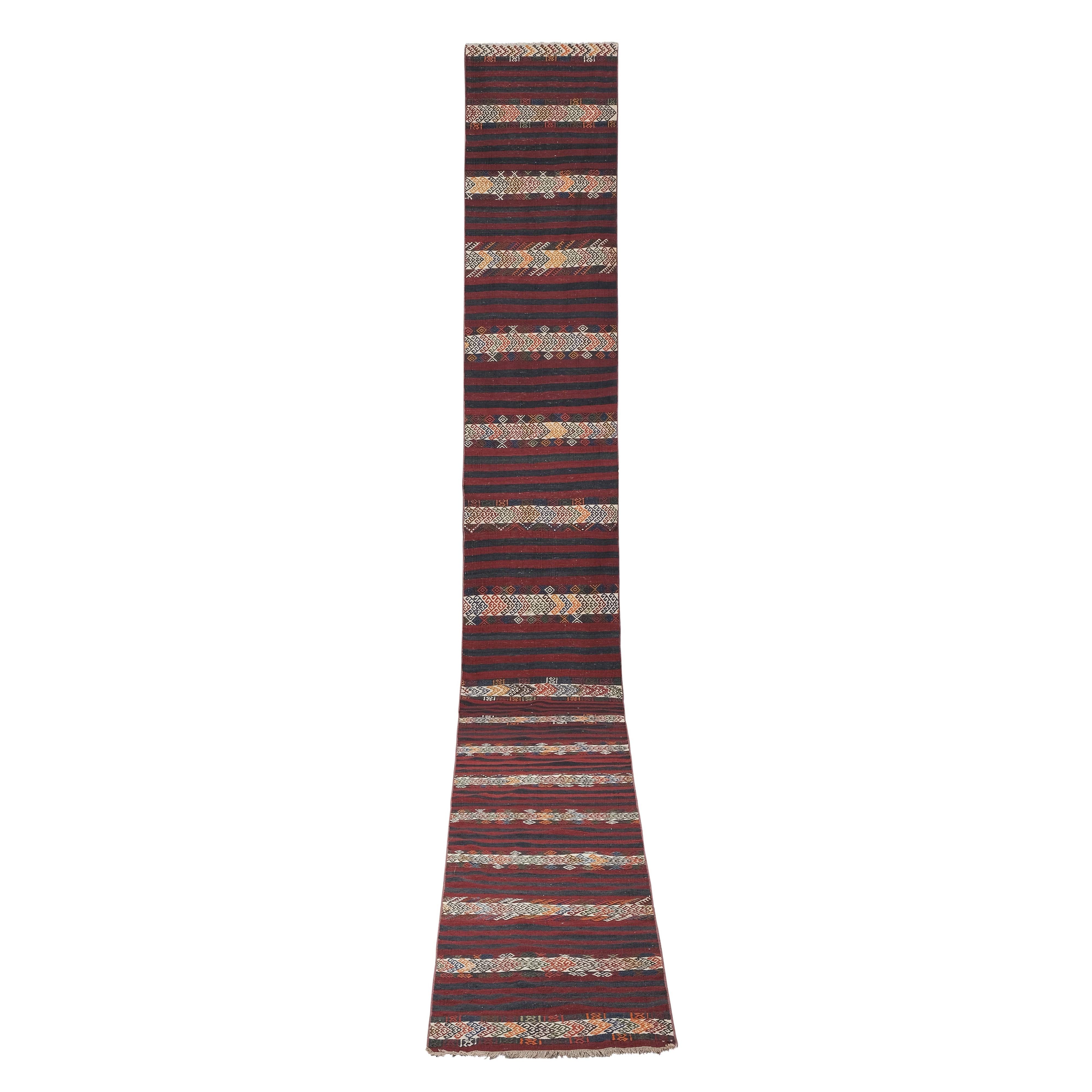 Vintage Turkish Kilim Runner 2'5'' x 20'8''