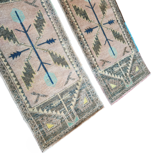 Vintage Turkish Yastik Rugs Set of 2 | 20'' x 45''