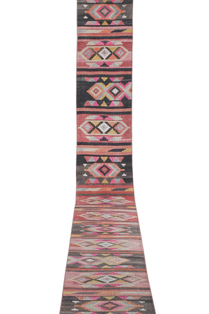 Vintage Turkish Kilim Runner 2'4'' x 22'11''