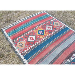 Vintage Caucasian Kilim Runner 5'1'' x 11'5''