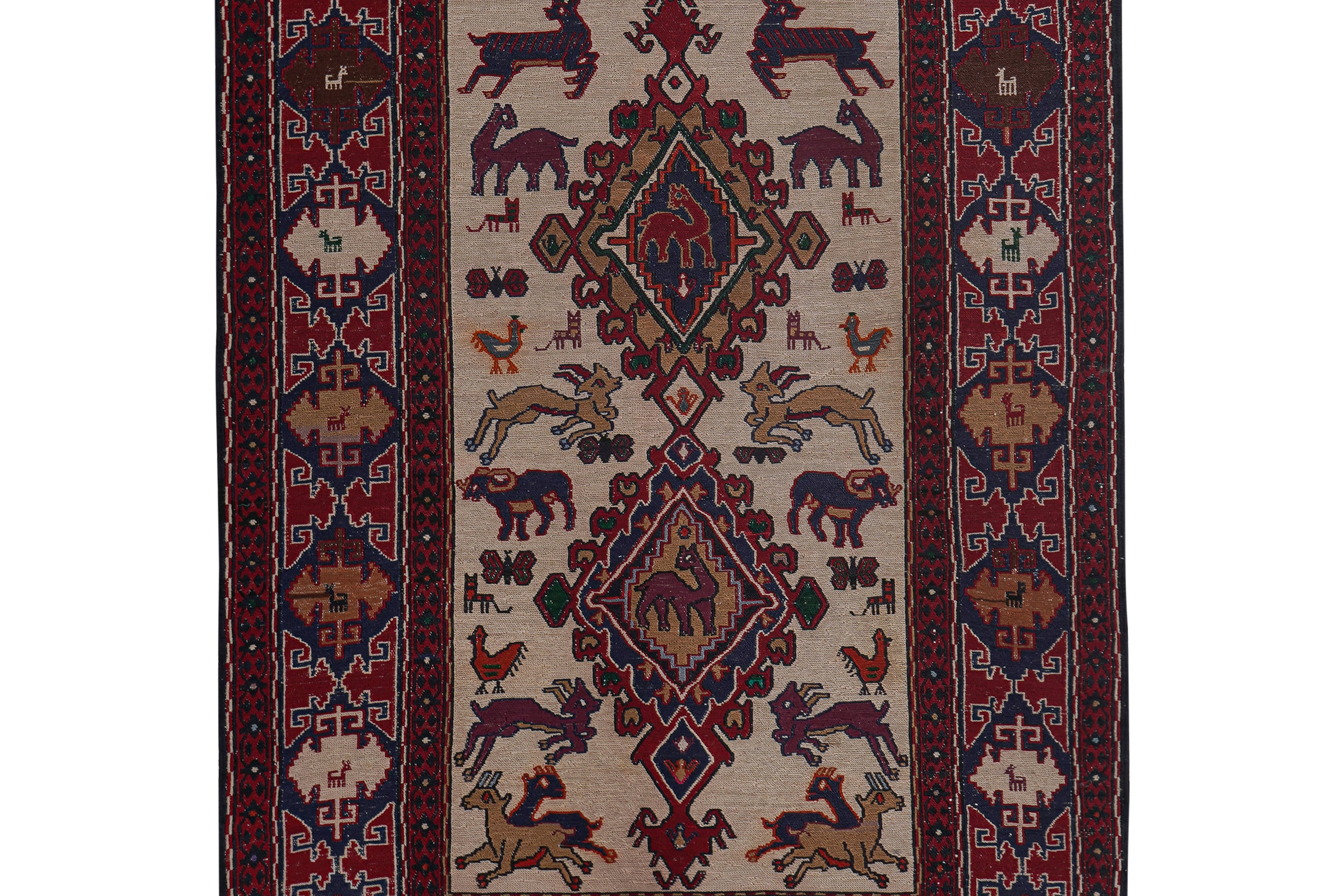 Vintage Soumac Kilim Rug 3'5'' x 4'7''