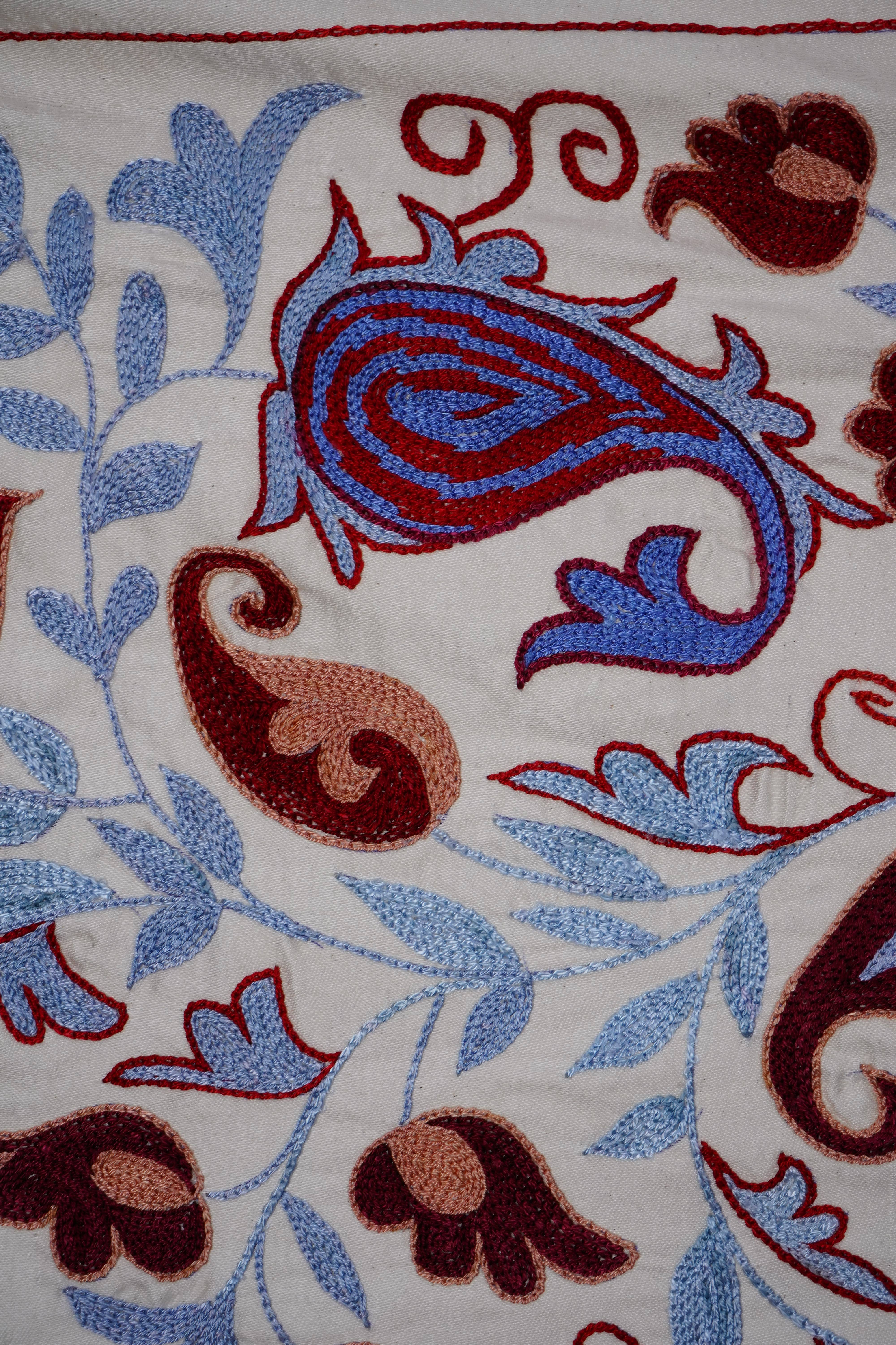 Hand-Embroidered Suzani Wall Hanging & Bedspread 1'8'' x 6'1''