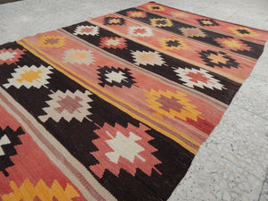 Vintage Turkish Kilim Runner 4'2'' x 9'4''
