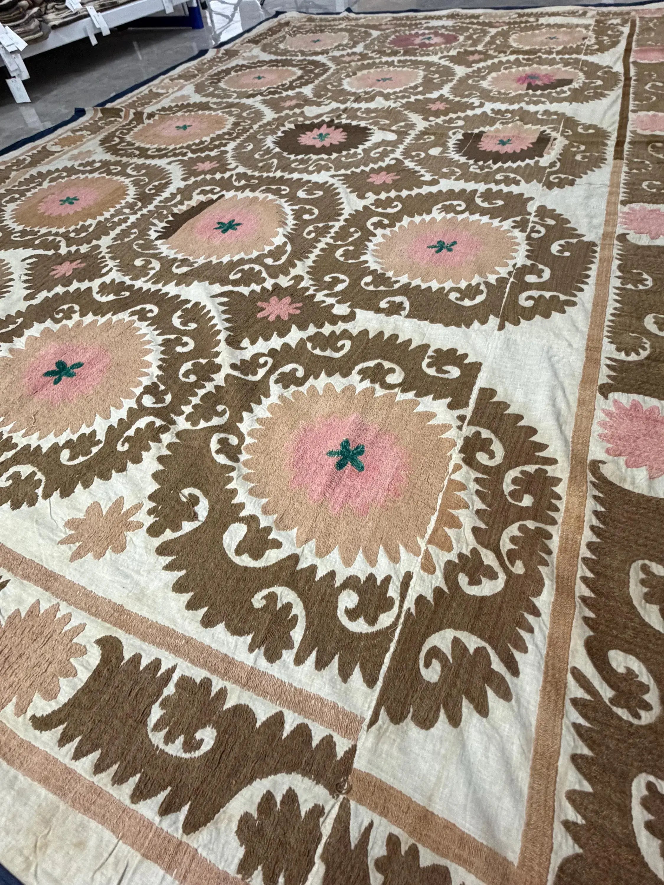 Hand-Embroidered Suzani Wall Hanging & Bedspread 7'3'' x 11'10''