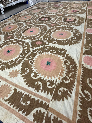 Hand-Embroidered Suzani Wall Hanging & Bedspread 7'3'' x 11'10''
