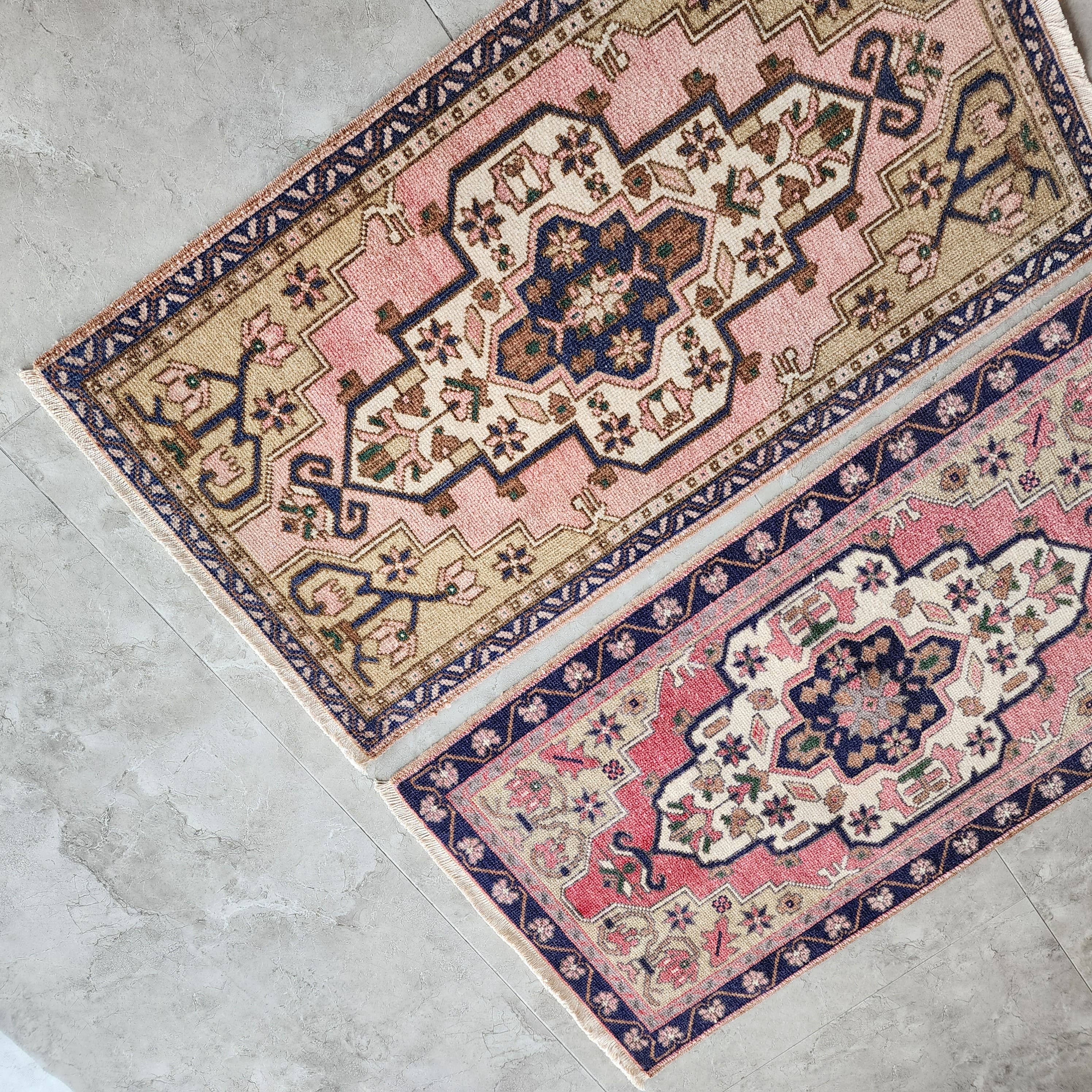 Vintage Oushak Yastik Rugs Set of 2 | 22'' x 40''
