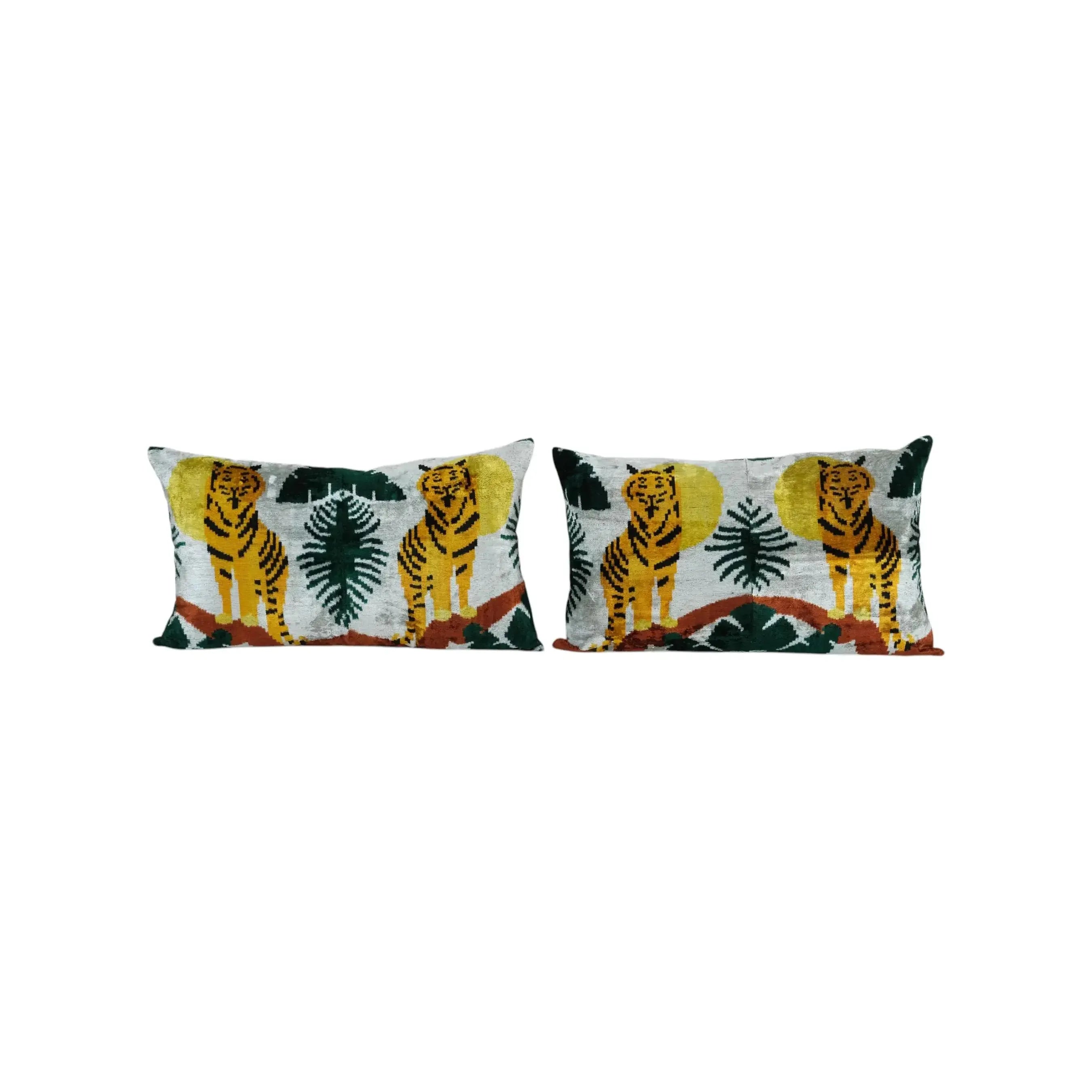 Tiger Silk Ikat Velvet Pillow Cover Set of 2 | 18'' x 30''
