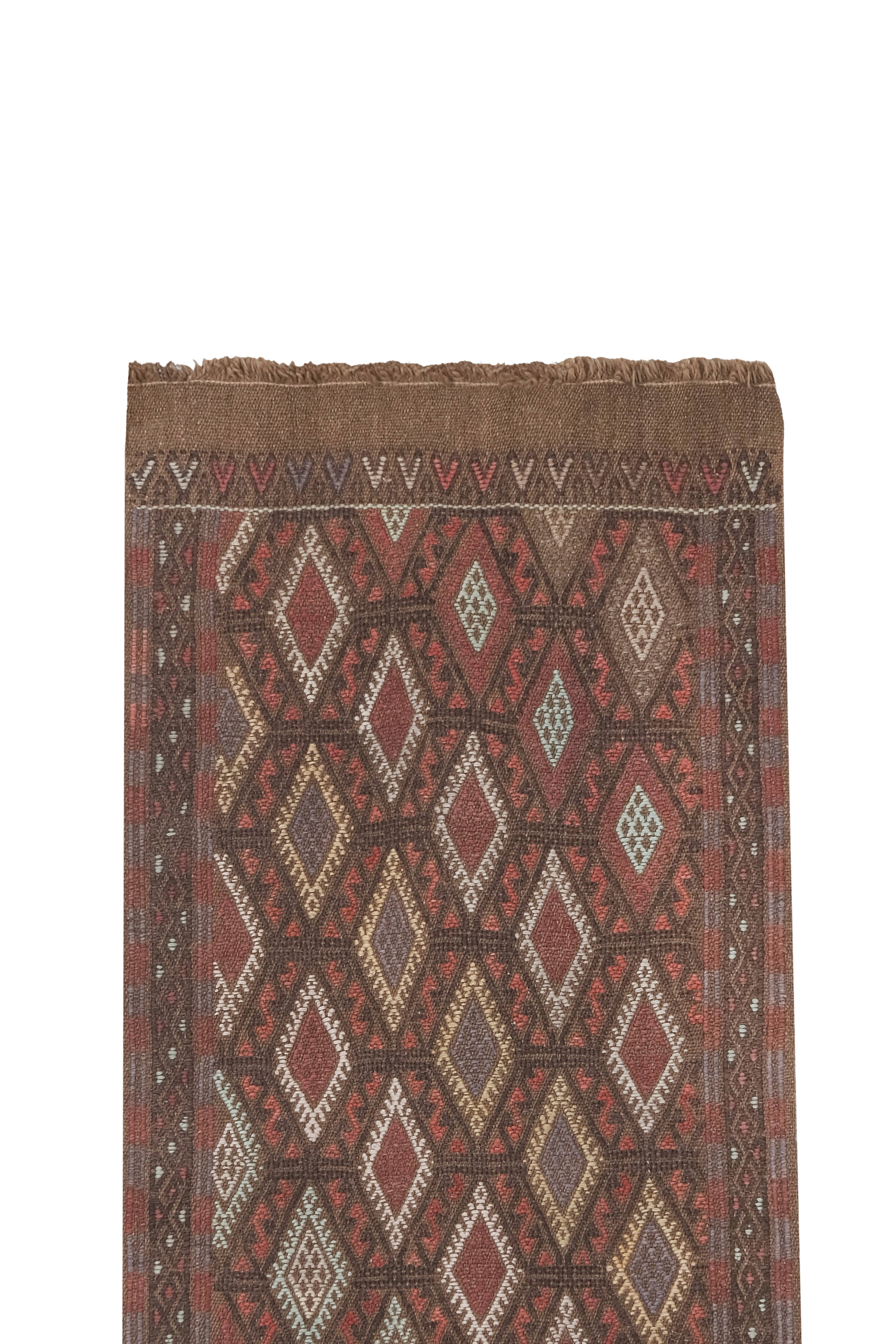 Vintage Turkish Kilim Runner 1'11'' x 17'5''