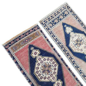 Vintage Turkish Yastik Rugs Set of 2 | 19'' x 42''