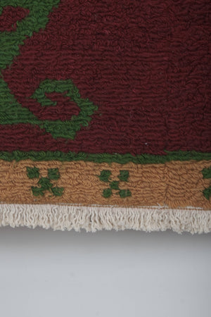 Vintage Checkered Turkish Tulu Rug 4' x 5'1''