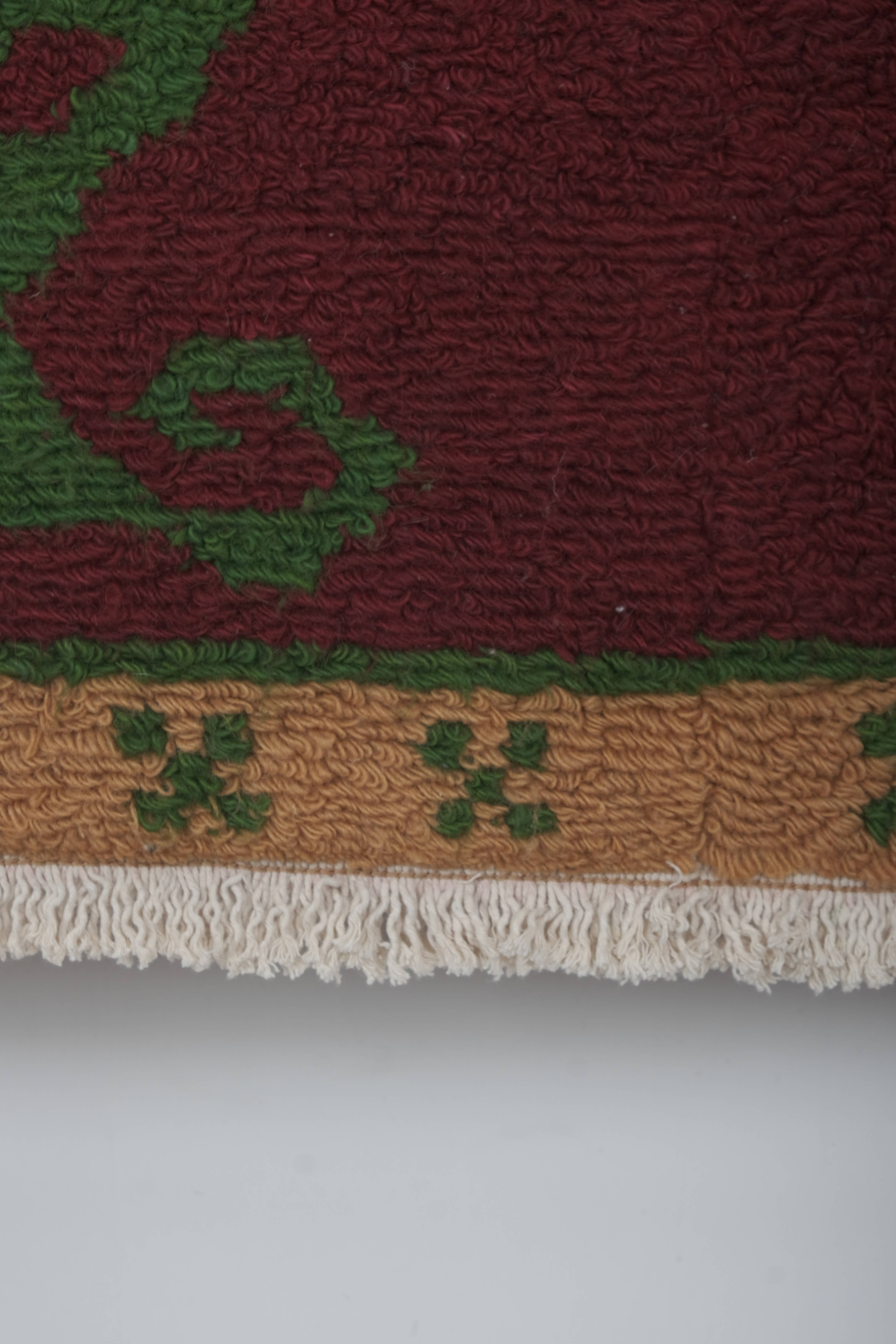 Vintage Checkered Turkish Tulu Rug 4' x 5'1''