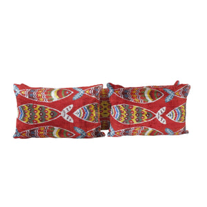 Fish Silk Ikat Velvet Pillow Cover Set of 3 | 16'' x 48''