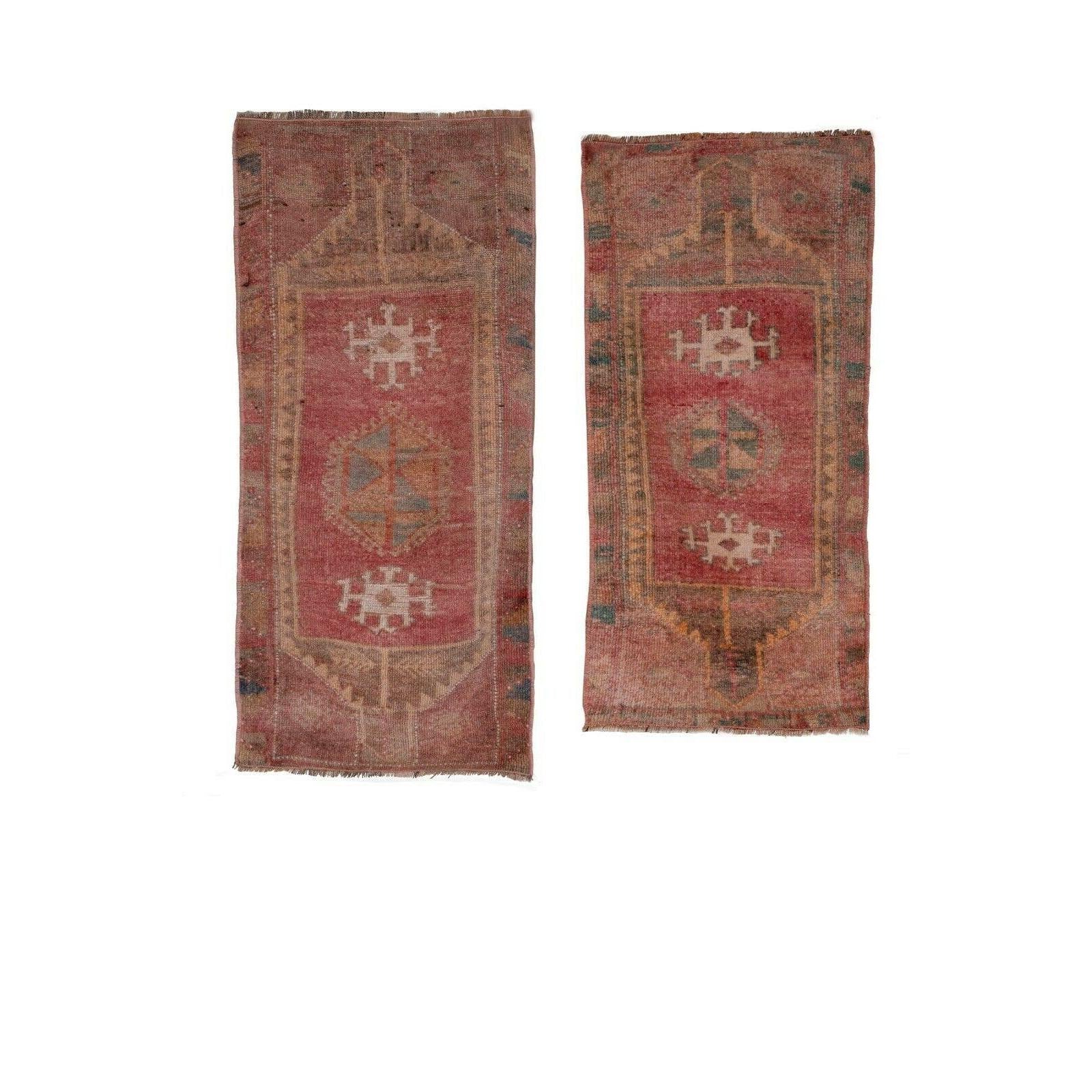 Vintage Oushak Yastik Rugs Set of 2 | 19'' x 42''