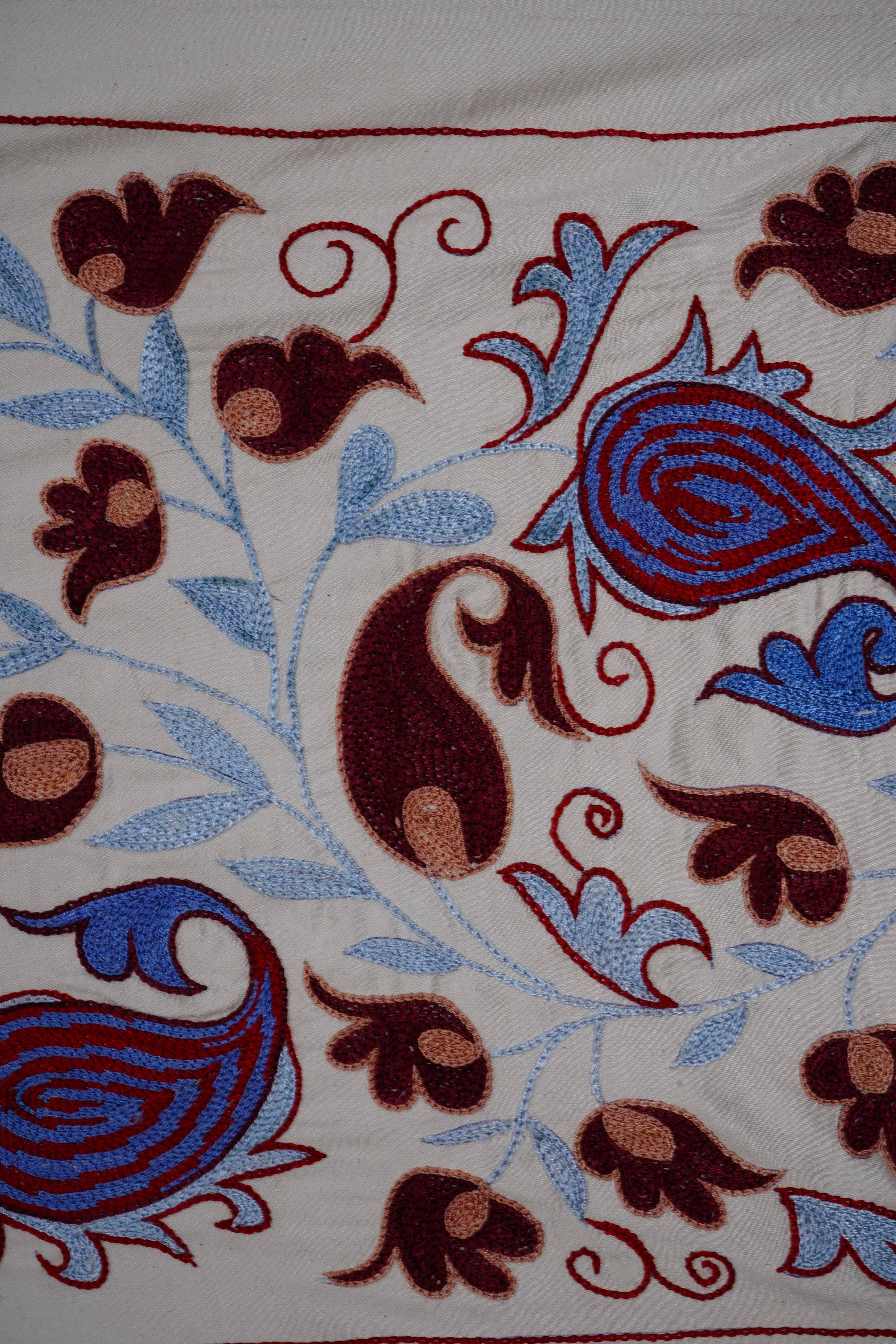 Hand-Embroidered Suzani Wall Hanging & Bedspread 1'8'' x 6'1''